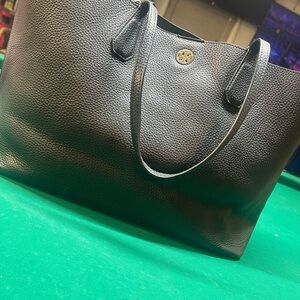 Tory Burch Black Pebbled Leather Tote - Classic McGraw / Perry Style